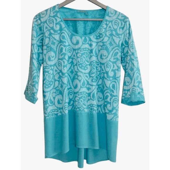 Fresh Produce Wander Windfall Slub Knit Button Back Top Aqua Blue Size XS - Picture 1 of 7